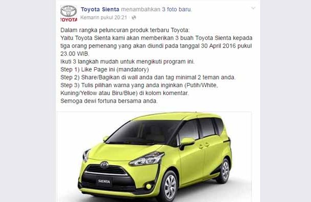 penipuan Undian-berhadiah-Toyota-Sienta.-Facebook